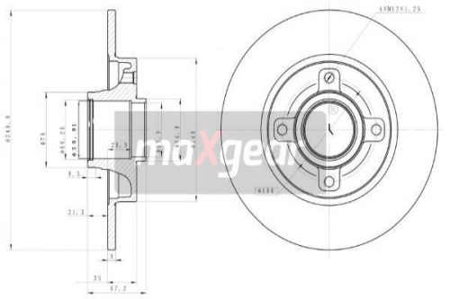 2X Maxgear 19-1909 Bremsscheibe FüR CitroËN Peugeot-image