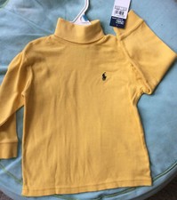 New Ralph Lauren Baby Soft Cotton Turtleneck Tee, Yellow 24M