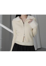 Women's Ladies Coat Jacket - Accent Zippered Knit Jacket
