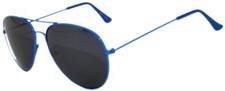 BLUE METAL FRAME AVIATOR STYLE MEN WOMEN DARK SMOKE LENS SUNGLASSES SHADES UVB