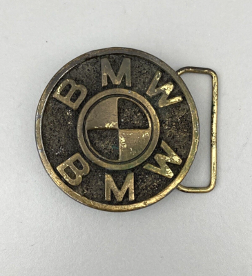 Vintage BMW Solid Brass Buckle Black Leather Belt 30 Leather Belt Rio Solid Brass 26 main image 2