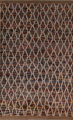 Tribal Geometric Vegetable Dye Moroccan Oriental Area Rug 6'x10' Wool Handmade 