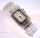 Vintage Deco Greek Key Mosaic, Silver Rhodium Plated Bangle, Light Up Watch Cuff