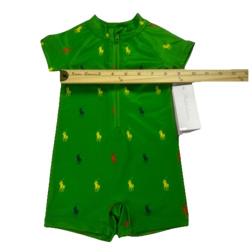 Ralph Lauren Performance Swim Rash Guard Shortall Baby Boys 3-6M Green Logo $69 - Picture 4 of 10