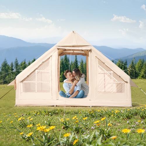 Aufblasbares Zelt für Camping 3-5 Personen Glamping Zelt mit Pumpe 3x2x2m - Bild 8 von 12