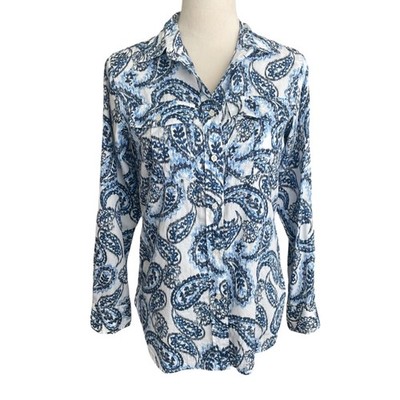 Lauren Ralph Lauren Paisley Cotton Top Women Size S Coastal Nautical Preppy Chic