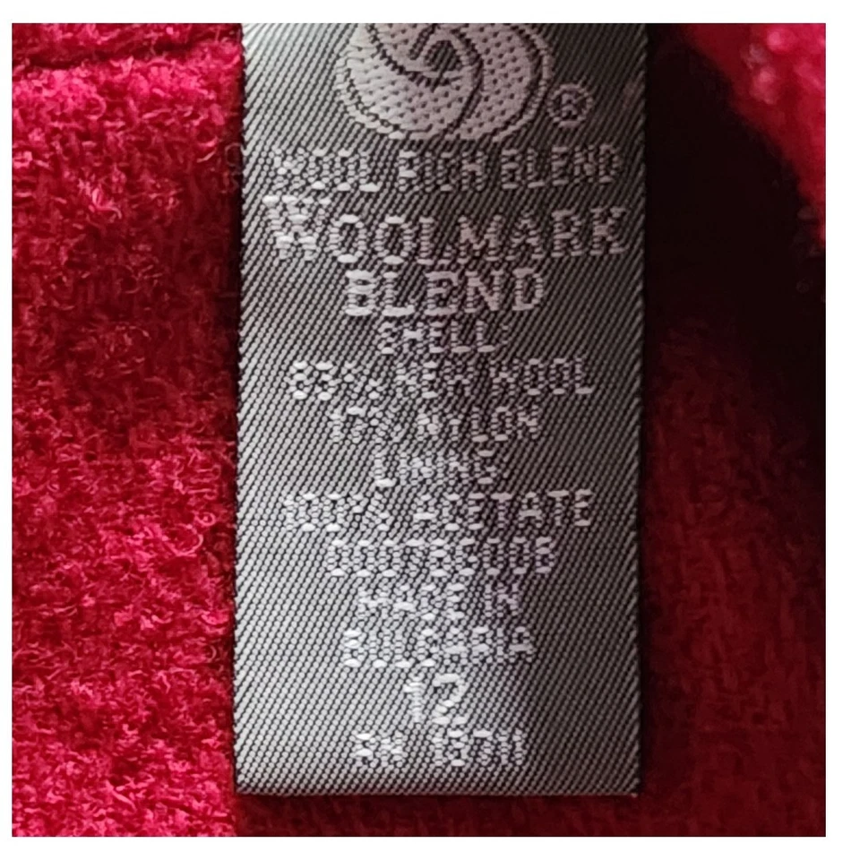 Blazer Mezcla Lana Kate Hill Talla 12 Rojo Carrera Clásico Estilo Vintage Bolsillos Foto 3 de 4