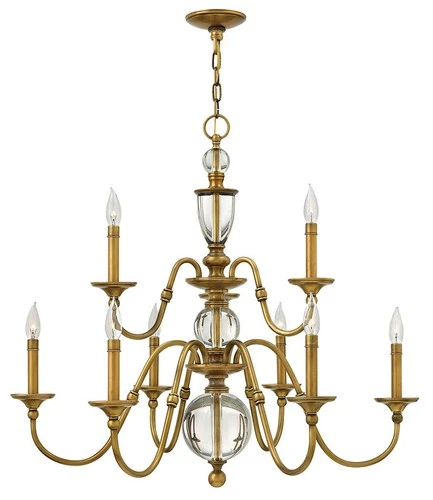 Hinkley Lighting 4958 9 Light 2 Tier Candle Style Chandelier - Brass - Picture 1 of 5
