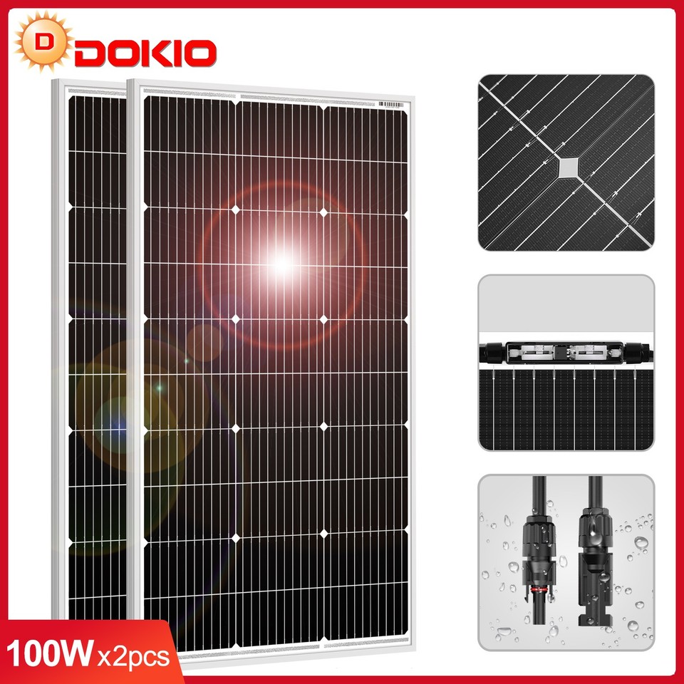 Dokio 100w 200w 400w Rigid Monocrystalline Solar Panel Kit for Home ...