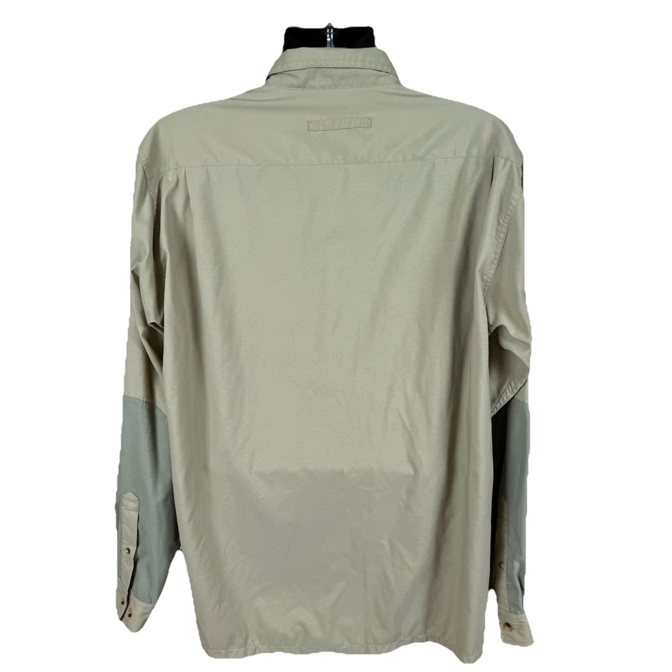 LL Bean Khaki Green Button Down Shooting Hunting Shirt Long Sleeve Men's LT - Image 3 of 4