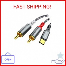USB C to 2 RCA Audio Cable, 6.6 Ft Type-C to RCA Male to Male Y RCA Splitter, 2R