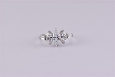Sterling Silver Triple Marquise Cubic Zirconia Baguette Band Ring YGI 925 Sz: 7