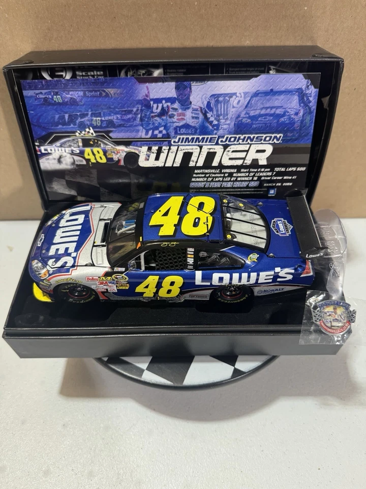 RARE Jimmie Johnson #48 Lowe’s Martinsville Raced Win ELITE 2009 1/24 Diecast - Image 2 of 4