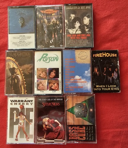 Lot 10 - VTG 80's / 90's Cassette Tapes Pop Rock Poison Stevie Nicks Slaughter