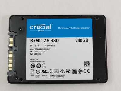 Lot of 5 Crucial BX500 CT240BX500SSD1 240 GB SATA III 2.5 in Solid State Drive