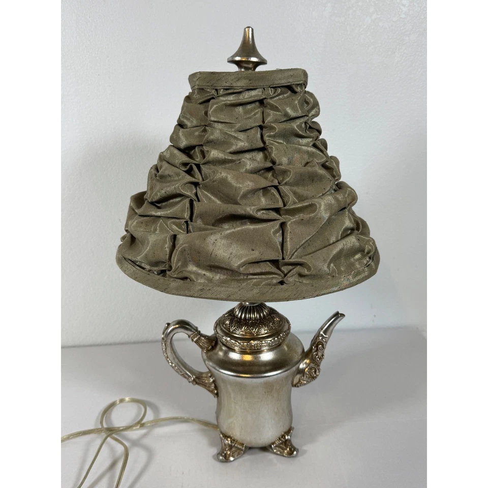 茶壶灯银色口音台灯独特新奇装饰 — 第 2/4 张图片