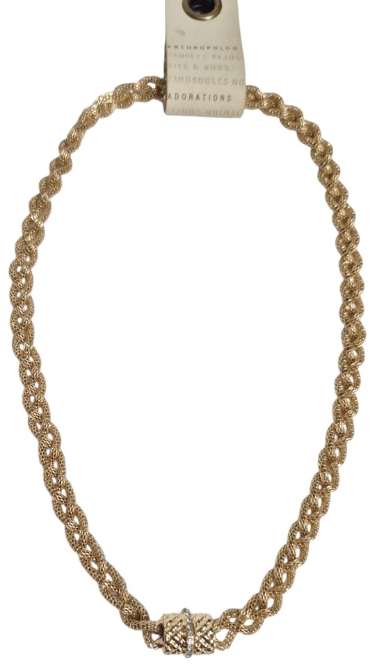 Anthropologie Rope Chain Magnetic Clasp Necklace Gold Plated Steel New with Tags
