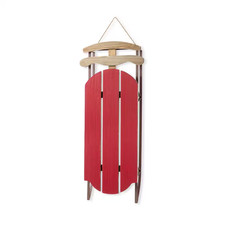 34.25 In. H Wooden Christmas Red Sleigh Porch Decor
