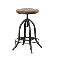 Ryder Adjustable Barstool - Chestnut Seat - Black Base