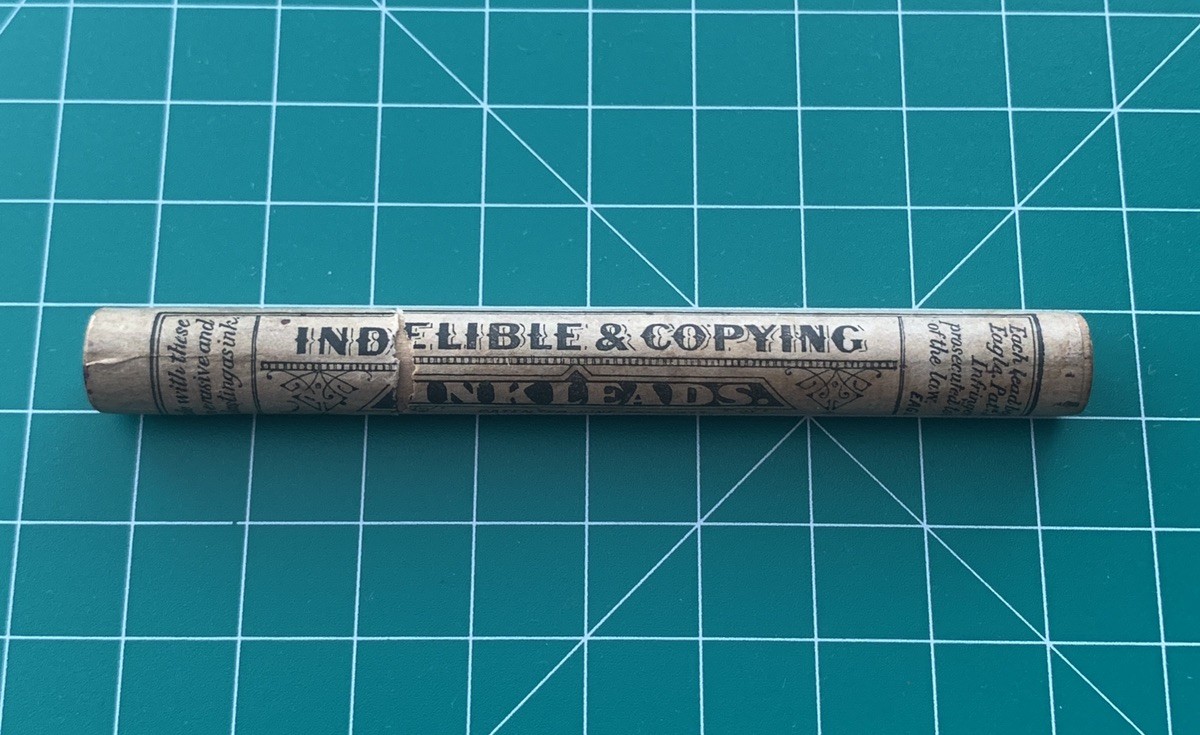 Antique 1877 Eagle Pencil & Co Indelible & Copying Ink Leads tube x2 leads used 
