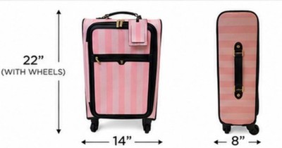 Victoria's Secret Pink Stripe Carry On Luggage 22” Spinner Travel