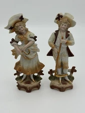RARE Antique Gebruder Heubach Young Couple Farming Springtime Impressed #2207