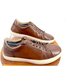 Vince Camuto Mens VY Cowon Size 13 Cognac Leather Casual Sneakers Preppy Comfort