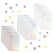 1800Pcs Sparkly Holographic Stickers, 12Sheets Glitter Tiny Heart  Star