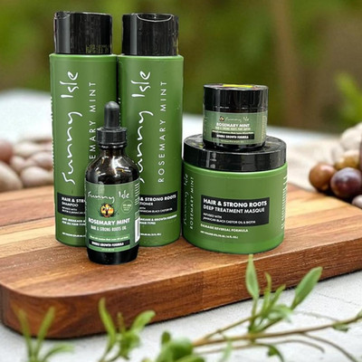 Sunny Isle Rosemary Mint Haarpflege Paket - Shampoo, Conditioner, Maske, Wachstum F