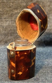 Antique Georgian C18th Faux Tortoiseshell Silver Mounted Sent Bottle Etui