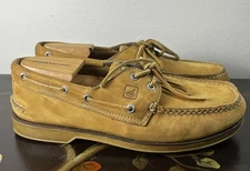 Sperry Top Sider Gold Cup Mens 9.5 Brown Leather 2 Eye Moc Toe Boat Shoe Casual