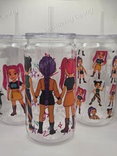K-Pop Demon Hunter Inspired Plastic Tumbler with Lid & Straw