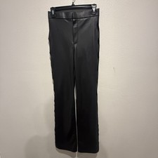 Zara Women's Faux Leather Black Pants XS high rise flared legs With Cutouts