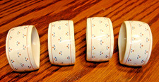 Vtg Set (4) Ceramic Napkin Rings FLORAL Shabby White Pink Cottage Decor      847