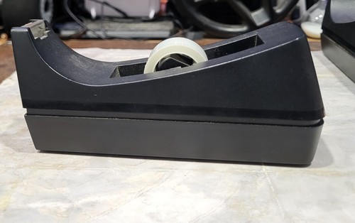 Vintage Weighted SCOTCH C-38 Desk Tape Dispenser 1” Core - BLACK - Made in USA - Picture 1 of 24