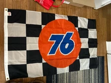 Large Nascar Union 76 Gas Checkered Flag 57 By 34  Flag New