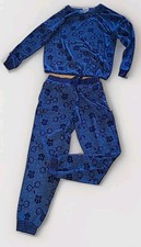 HARRY POTTER Sz Medium LONG SLEEVE 2 PIECE PAJAMA SET BLUE WIZARDING WORLD