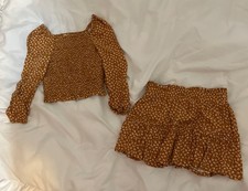 Girl s Copper Key 2-pc Brown Floral Skirt Outfit Size 4 Item 1773