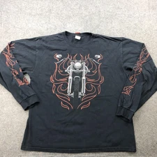 Hot Leathers Shirt Mens XL Long Sleeve Motorcycle Flames Biker Graphic