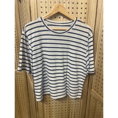 Universal Thread Womens Striped T Shirt Gray Navy Blue Size L
