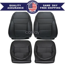 2011-2017 For VW Jetta Driver & Passenger Bottom & Lean Back Seat Cover Black