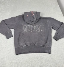 Shaka Wear Hoodie Mens M Gray Faded Loose Fit Distressed Streetwear Skater Y2K