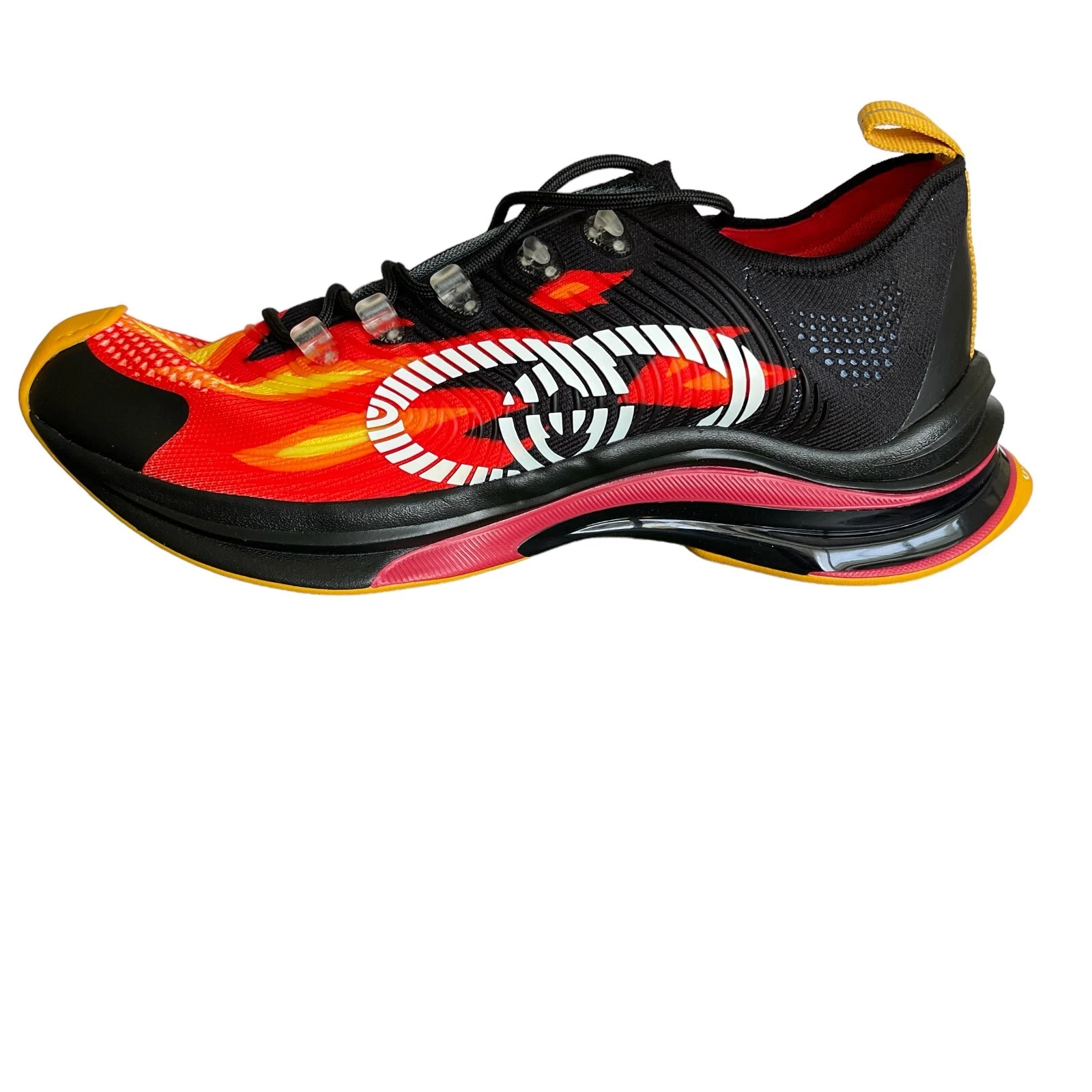 Chaussures baskets pour hommes GUCCI 731666 Run en maille de feu noir, Gucci tailles 10 & 11