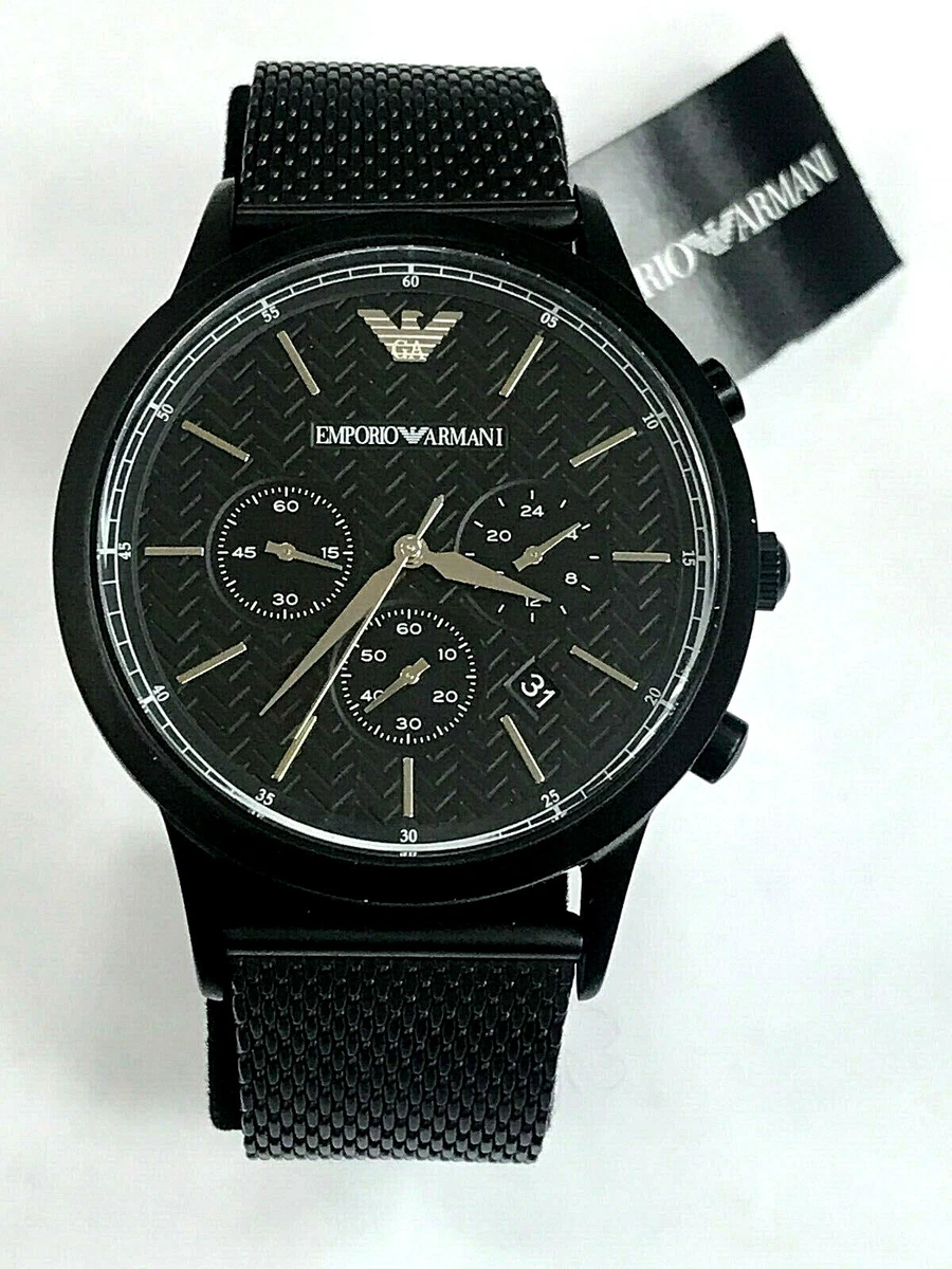 Emporio Armani AR2498 Renato Chronograph Black Dial Mesh Men s