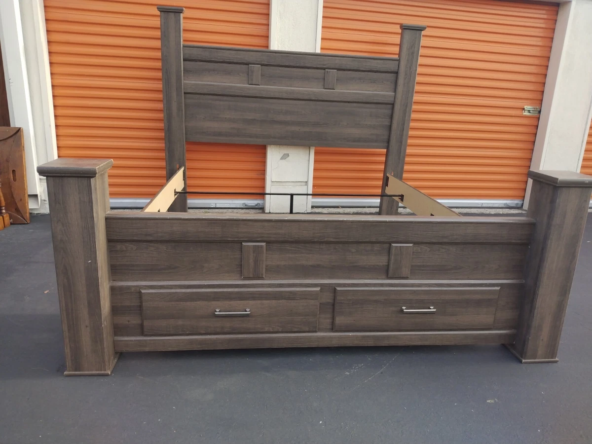Juararo king poster bed with 2 storage drawers online