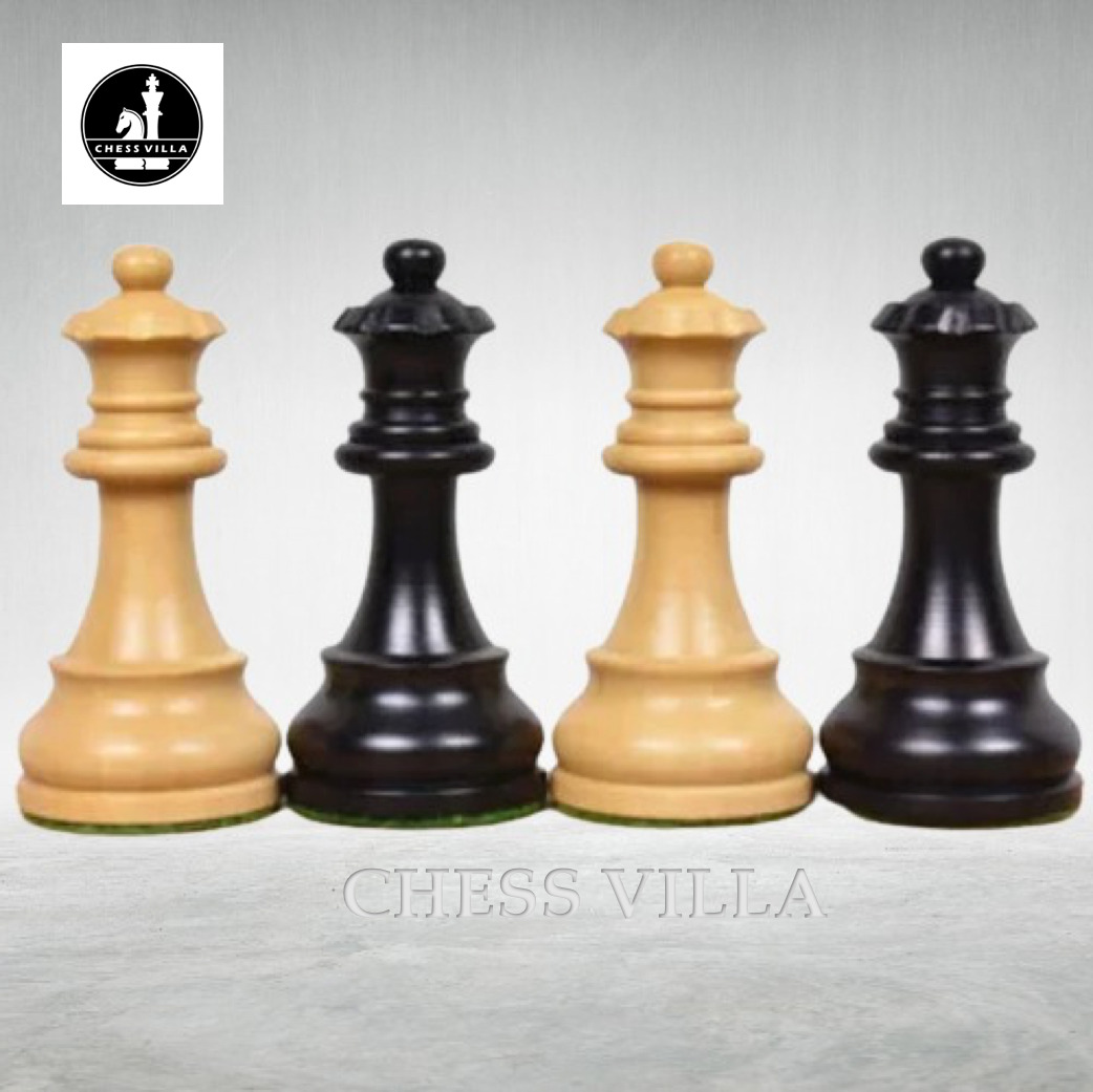 Repro 1890 French Lardy Staunton Chess Pieces Only Set – Ebonised & Boxwood