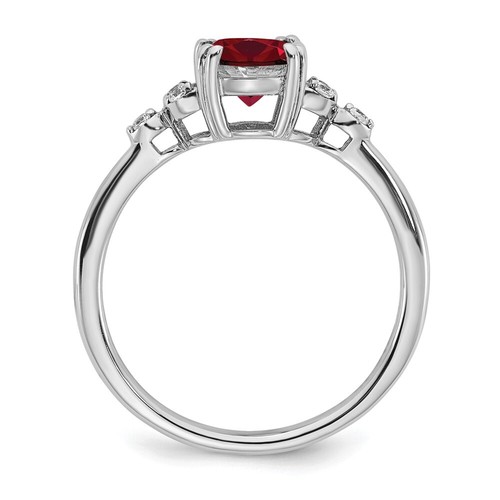 Sterling Silver Lab Created Ruby & Diamond Ring Size 6 for Women 1.94gm - Picture 2 of 7