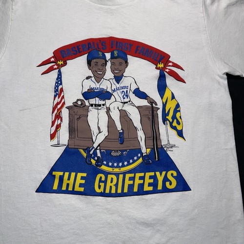 T-shirt maglietta vintage 1990 Ken Griffey Jr MLB Mariners The Griffeys trench piccola - Foto 2 di 19