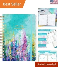 Chic 2025-2028 Monthly Planner with Unruled Pages, Sticky Tabs & Floral Design