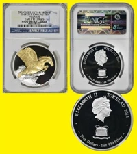 2014 PEGASUS 1 oz Silver PEGASUS  24K GILT NGC EARLY RELEASES  PF 70 ULTRA CAMEO